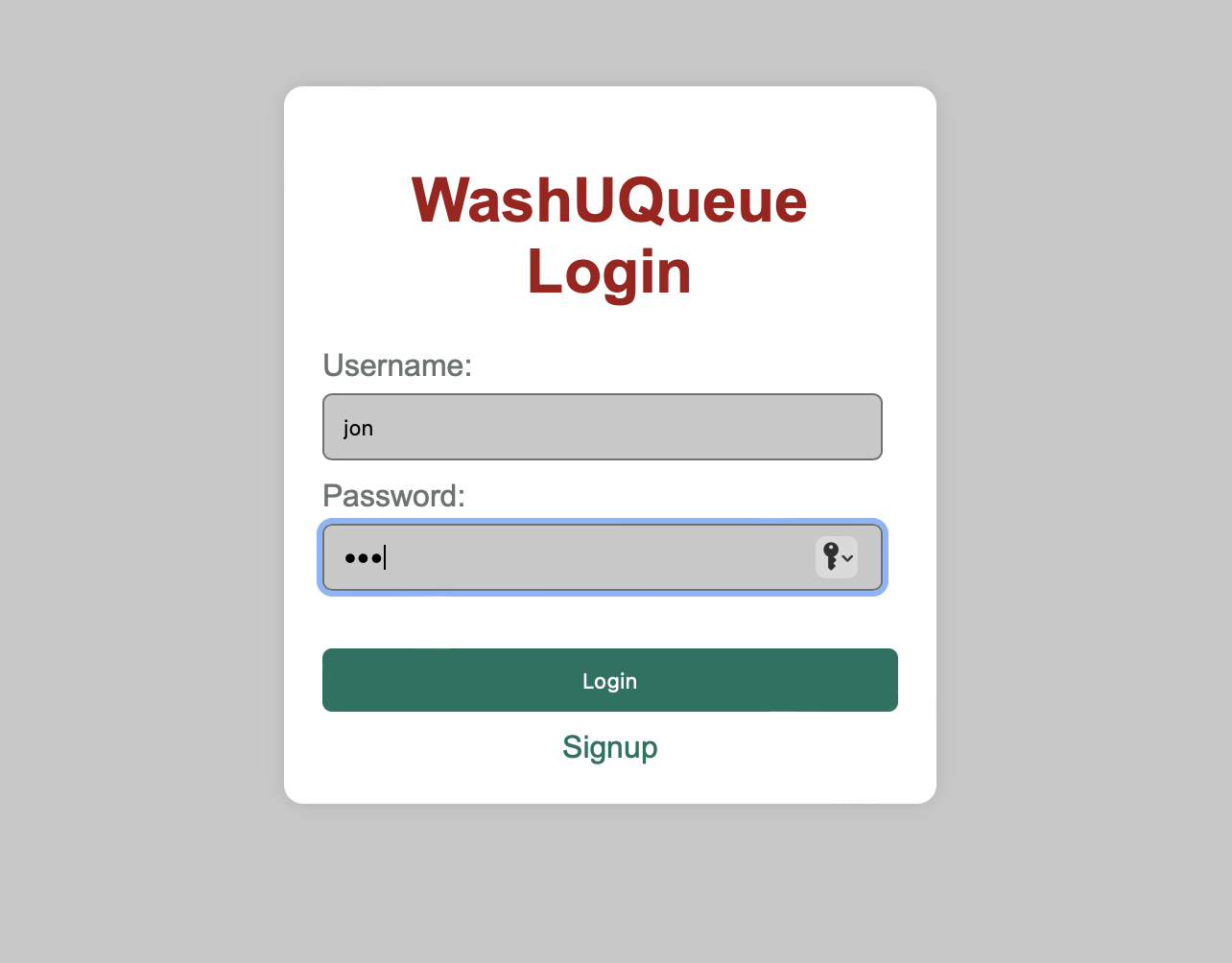 login page